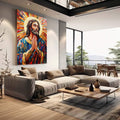 Quadro Decorativo São José em Abstração - quadros decorativos 1 Tela Vertical, 3 Telas - em escritorio elegante