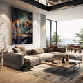 Quadro Decorativo: Majestade Entre Leões e Tigres em Xadrez - quadros decorativos para sala 1 Tela Vertical, 3 Telas - em living room premium