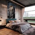 Quadro Decorativo Leão Elegante: Sofisticação Pura - quadros decorativos 1 Tela Vertical, 3 Telas - em escritorio elegante