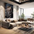 Quadro Decorativo Leão Elegante: Sofisticação Pura - quadros decorativos para sala 1 Tela Vertical, 3 Telas - em living room premium