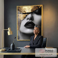 Quadro Decorativo Reflexão Feminina Gold em escritorio moderno - quadros decorativos para sala
