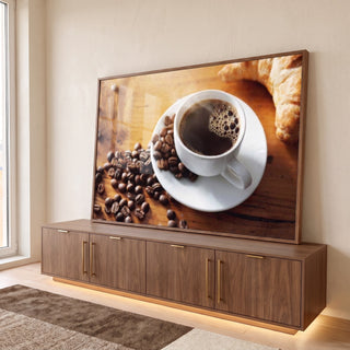Quadro Decorativo Xícara com Croissant: Inspire-se! em ambiente decorado - quadros decorativos para sala
