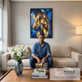 Quadro Decorativo Cavalo Abstrato em sala de estar moderna - quadros decorativos para sala