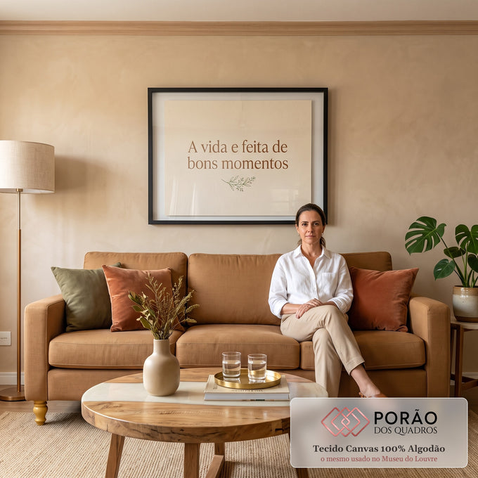 Quadro com Frase Personalizada em sala de estar moderna - quadros decorativos para sala