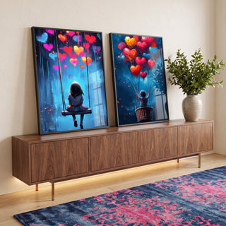 Quadro Decorativo Amor de Irmãos balões em ambiente decorado - quadros decorativos para sala