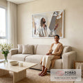 Quadro Decorativo Espiritual de Serenidade e Acolhimento em sala de estar moderna - quadros decorativos para sala