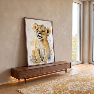 Quadro Decorativo Leãozinho Valente: Inspire Coragem em ambiente decorado - quadros decorativos para sala