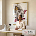 Quadro Decorativo Busto Dourado - Elegância Clássica Moderna em escritorio moderno - quadros decorativos para sala