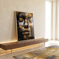 Quadro Decorativo - Luxo Dourado Feminino Inesquecível em ambiente decorado - quadros decorativos para sala
