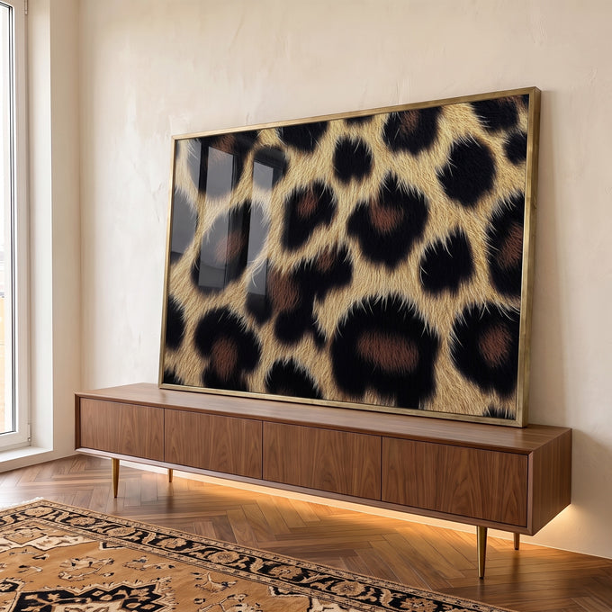 Quadro Decorativo Elegância em Pele de Onça em ambiente decorado - quadros decorativos para sala