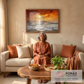 Quadro Decorativo Mar ao Pôr do Sol: Beleza Serena em sala de estar moderna - quadros decorativos para sala