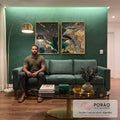Quadro Decorativo Fusão Verde e Ouro - Toque de Energia Único em sala de estar moderna - quadros decorativos para sala