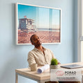 Quadro Decorativo Inspiração Oceânica: Torre e Surfista em escritorio moderno - quadros decorativos para sala