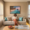 Quadro Decorativo Tropical Sereno em sala de estar moderna - quadros decorativos para sala