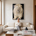 Quadro Decorativo Majestoso Leão em sala de estar moderna - quadros decorativos para sala
