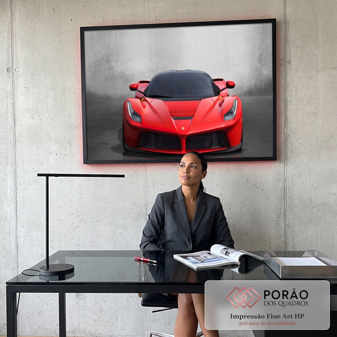 Quadro Decorativo Carro Vermelho: Velocidade e Estilo em escritorio moderno - quadros decorativos para sala