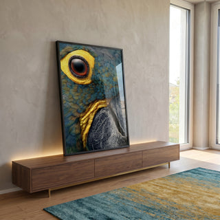 Quadro Decorativo Papagaio Colorido em ambiente decorado - quadros decorativos para sala