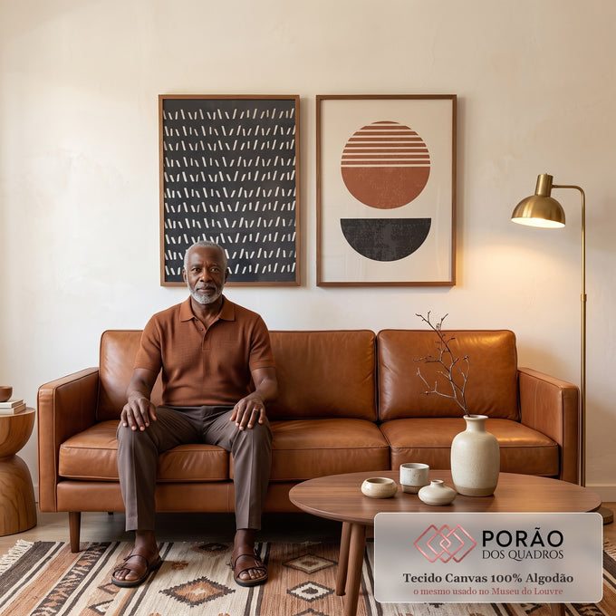 Quadro Decorativo: Geometria Abstrata Vibrante em sala de estar moderna - quadros decorativos para sala