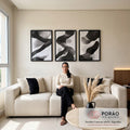 Quadro Decorativo Minimalista Abstrato Preto e Branco em sala de estar moderna - quadros decorativos para sala