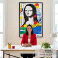 Quadro Decorativo - Mona Lisa Geométrica em escritorio moderno - quadros decorativos para sala