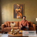 Quadro Decorativo Beleza de Oxum: Aura de Ouro e Paz em sala de estar moderna - quadros decorativos para sala