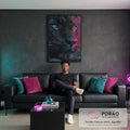 Quadro Decorativo Leão Abstrato Vibrante em sala de estar moderna - quadros decorativos para sala