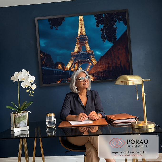Quadro Decorativo Magnífico da Torre Eiffel Arte Elegante em escritorio moderno - quadros decorativos para sala