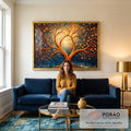 Quadro Decorativo Árvore da Vida em sala de estar moderna - quadros decorativos para sala
