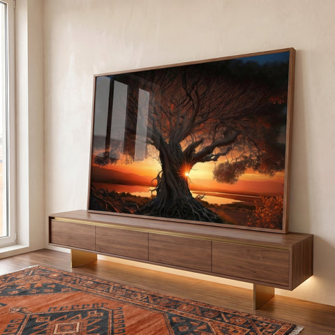 Quadro Decorativo Tranquilidade ao Anoitecer: Refúgio Sereno em ambiente decorado - quadros decorativos para sala
