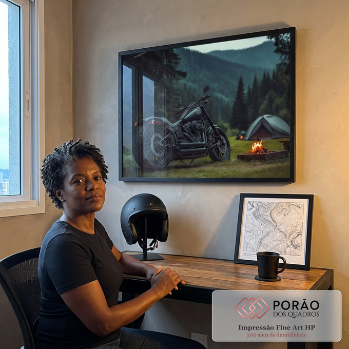 Quadro Decorativo de Acampamento  Simbolize a Paz e Tranquilidade em escritorio moderno - quadros decorativos para sala