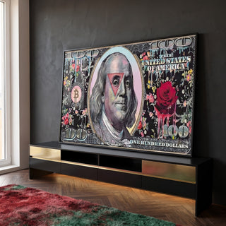 Quadro Decorativo Nota de $100: Inspire Prosperidade em ambiente decorado - quadros decorativos para sala