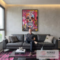 Quadro Decorativo Caveira Urban - Inspire Audácia em sala de estar moderna - quadros decorativos para sala