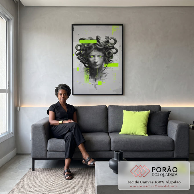 Quadro Decorativo Medusa Moderna em sala de estar moderna - quadros decorativos para sala