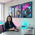 Quadro Decorativo Chimpanzés e a Era Digital: Uma Perspectiva Única em escritorio moderno - quadros decorativos para sala