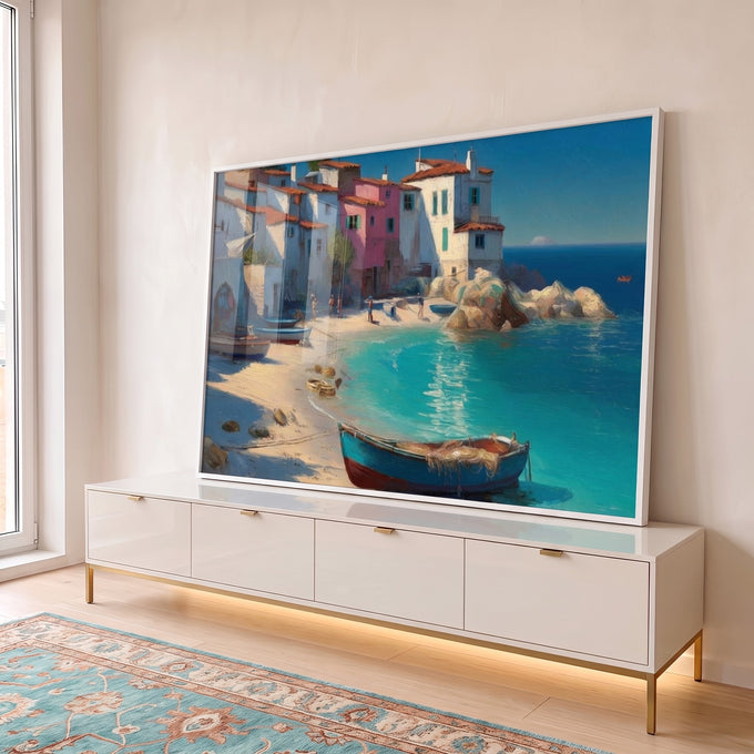 Quadro Decorativo Serenidade na Costa Mar em ambiente decorado - quadros decorativos para sala