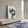 Quadro Decorativo Fumaça e Flor: Beleza em Monocromia em ambiente decorado - quadros decorativos para sala