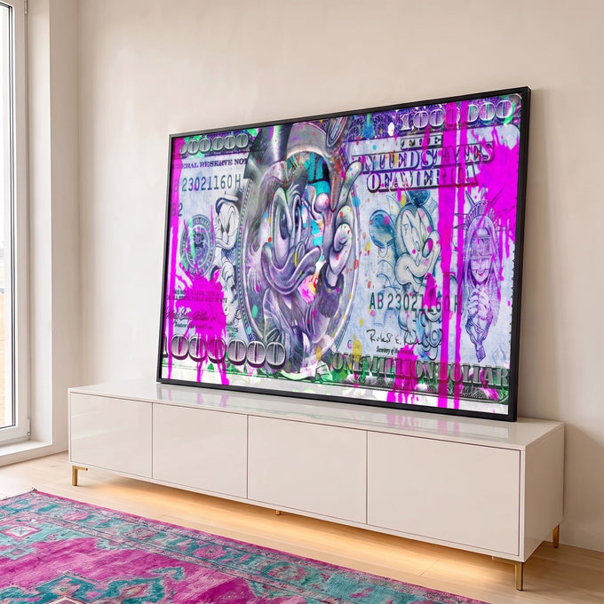 Quadro Decorativo Dinheiro Abstrato: Prosperidade em Cores em ambiente decorado - quadros decorativos para sala