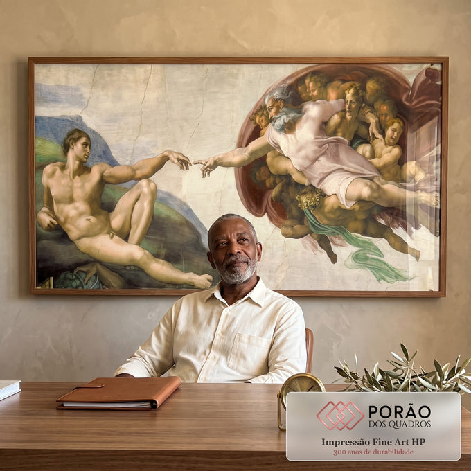 Quadro Decorativo A Criação de Adão - Toque Divino e Arte Única em escritorio moderno - quadros decorativos para sala