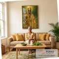 Quadro Decorativo Orixá Logunedé: Luz e Equilíbrio em sala de estar moderna - quadros decorativos para sala