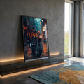 Quadro Decorativo de Moto em Paisagem Urbana  Arte Moderna em ambiente decorado - quadros decorativos para sala