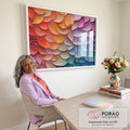 Quadro Decorativo Pétalas Abstratas Arte Moderna em escritorio moderno - quadros decorativos para sala