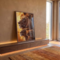 Quadro Decorativo Leões Profundidade da Família em ambiente decorado - quadros decorativos para sala