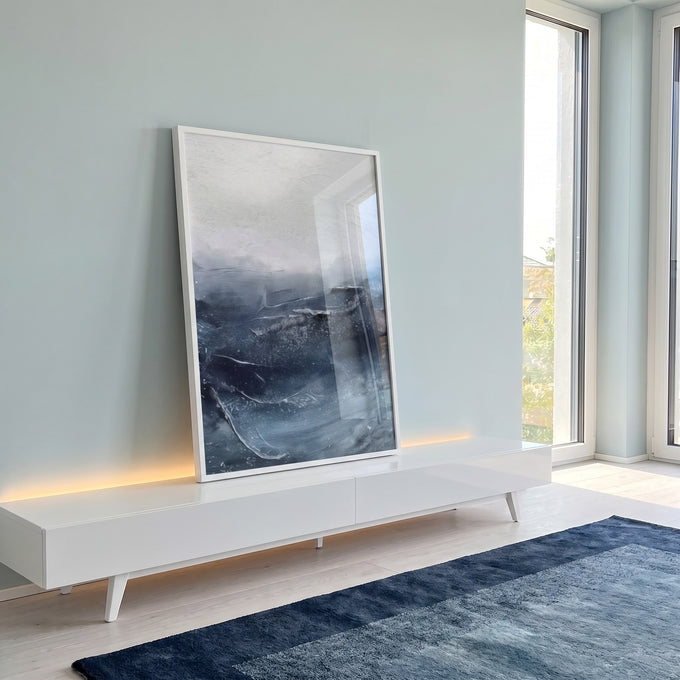 Quadro Decorativo Navegue em Águas Abstratas e Vibrantes em ambiente decorado - quadros decorativos para sala