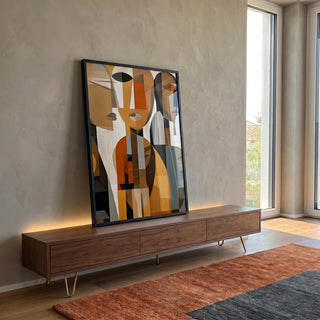 Quadro Decorativo Abstrato Humano - Conexões Visuais em ambiente decorado - quadros decorativos para sala