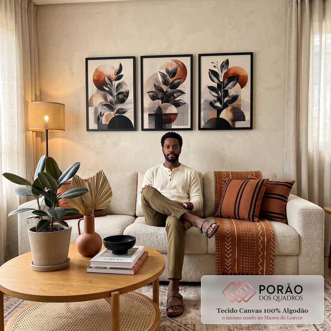 Quadro Decorativo Geométrico Moderno em sala de estar moderna - quadros decorativos para sala