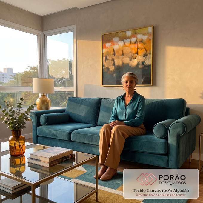 Quadro Decorativo Abstração Vibrante: Energia que Inspira em sala de estar moderna - quadros decorativos para sala