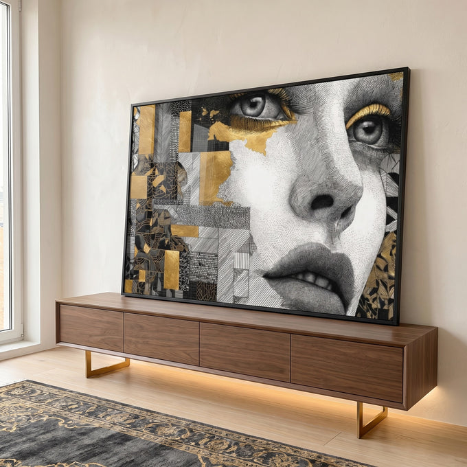 Quadro Decorativo Elegância Contemporânea em ambiente decorado - quadros decorativos para sala