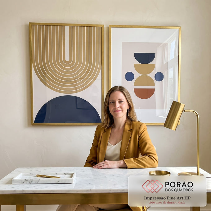 Quadro Decorativo: Harmonia Geométrica Única e Vibrante em escritorio moderno - quadros decorativos para sala
