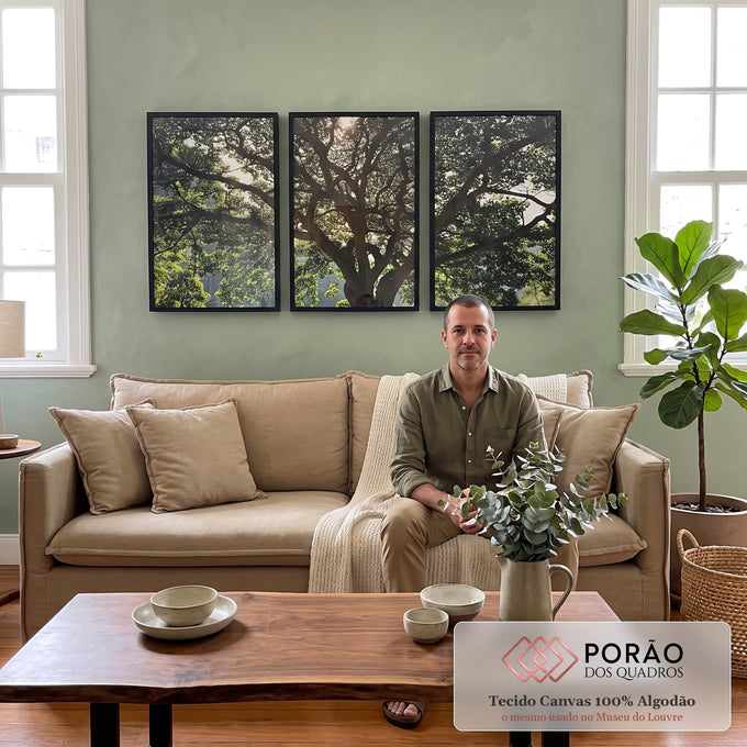 Quadro Decorativo Serenidade Verde: Respire Paz em sala de estar moderna - quadros decorativos para sala