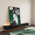 Quadro Decorativo Vibrante Pincelada Verde Única em ambiente decorado - quadros decorativos para sala